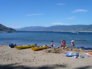 Okanagan lake from beach level 