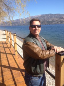 Peachland BC across the street from Bliss bakery on Okanagan lake, just me