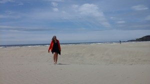 sand between her toes